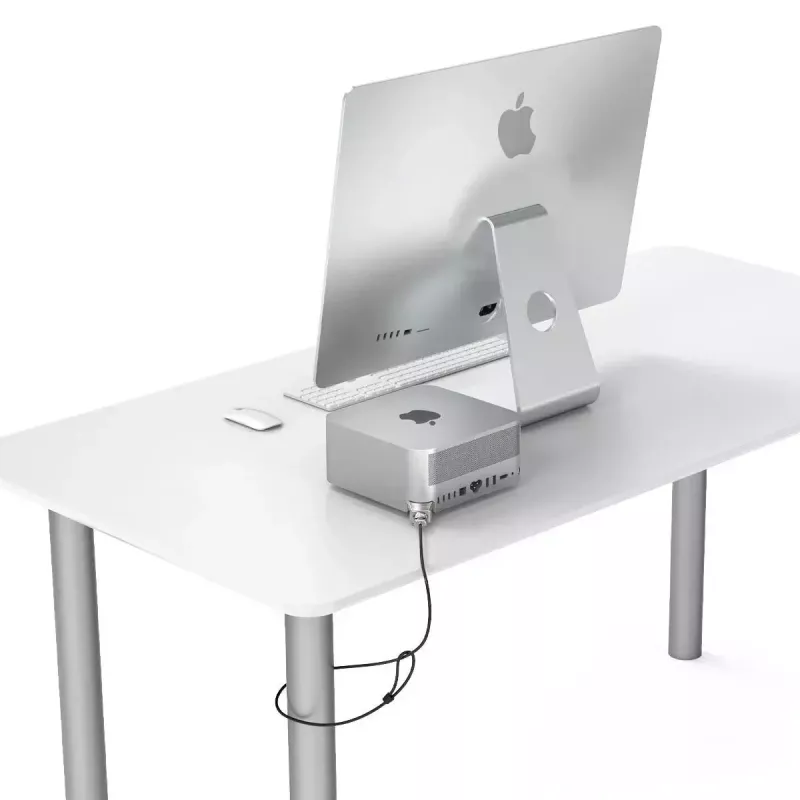 Adaptador de fechadura Compulocks Mac Studio Ledge Lock com chave Cabo de fechadura Prateado