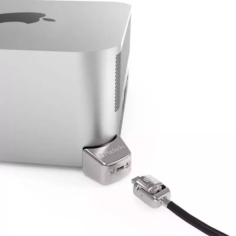 Adaptador de fechadura Compulocks Mac Studio Ledge Lock com chave Cabo de fechadura Prateado