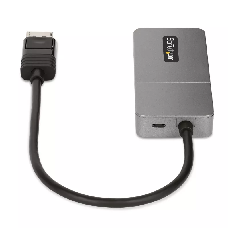 StarTech.com Hub MST de 3 portas - DisplayPort para 3x HDMI, Monitores Triplos 4K 60Hz, Adaptador de vídeo multi-monitor DP 1.4, cabo integrado de 30cm, alimentado por USB, apenas Windows