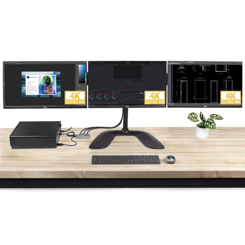 StarTech.com Hub MST de 3 portas - DisplayPort para 3x HDMI, Monitores Triplos 4K 60Hz, Adaptador de vídeo multi-monitor DP 1.4, cabo integrado de 30cm, alimentado por USB, apenas Windows