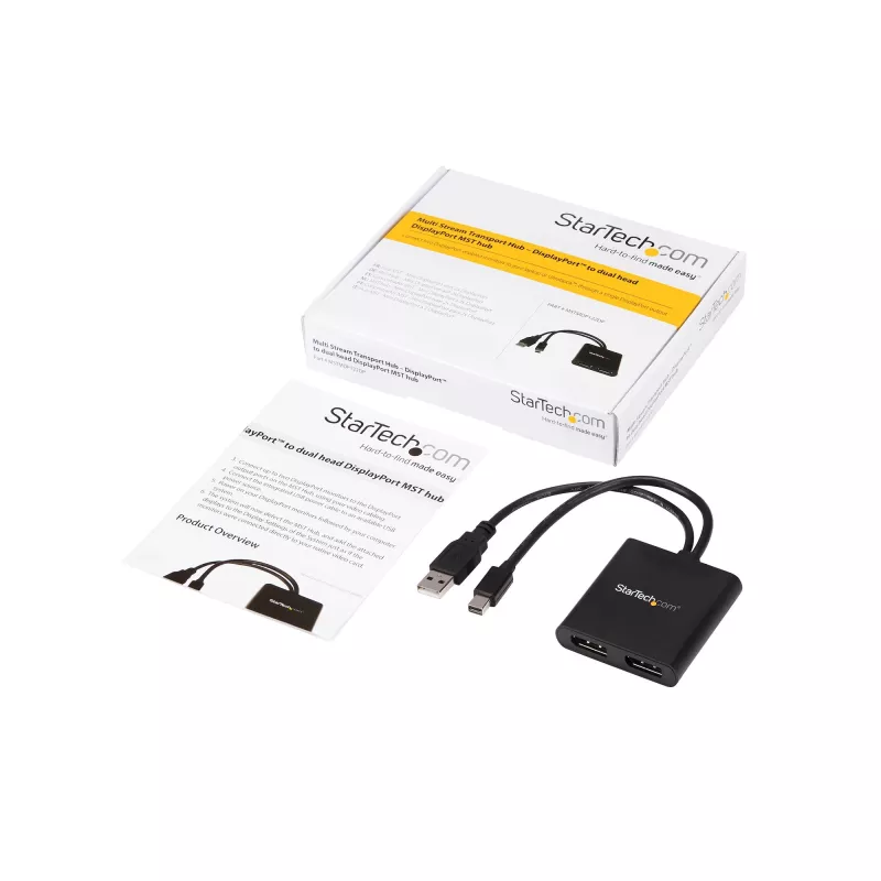 StarTech.com Adaptador Multi Monitor de 2 Portas - Mini DisplayPort para 2x DisplayPort Hub MST - Dual 4K 30Hz - Divisor de vídeo para modo de ambiente de trabalho expandido apenas em PCs Windows - mDP 1.2 para 2x DP