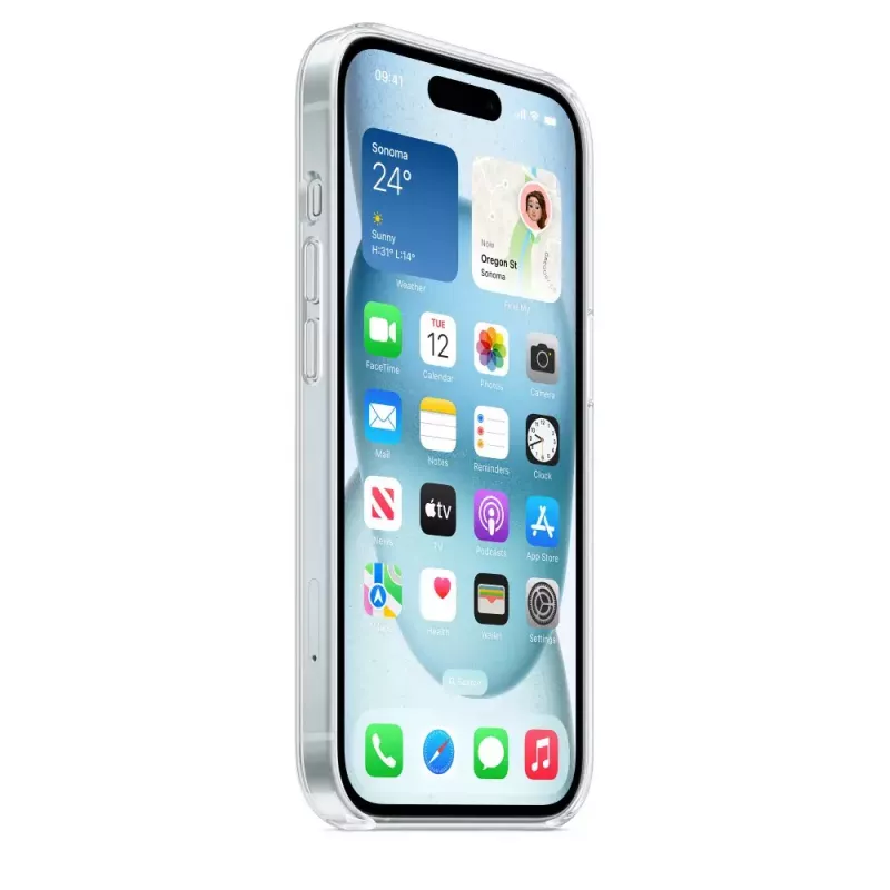 Capa de proteção para iPhone 15 da Apple, MagSafe, Transparente, PC, para 6,1 polegadas