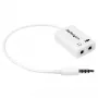 Adaptador de headset branco StarTech.com para headsets com fichas separadas de auscultador/microfone – 3,5 mm 4 polos para 2x 3 polos 3,5 mm M/F