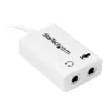 Adaptador de headset branco StarTech.com para headsets com fichas separadas de auscultador/microfone – 3,5 mm 4 polos para 2x 3 polos 3,5 mm M/F
