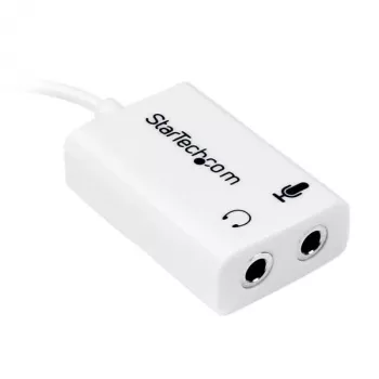 Adaptador de headset branco StarTech.com para headsets com fichas separadas de auscultador/microfone – 3,5 mm 4 polos para 2x 3 polos 3,5 mm M/F