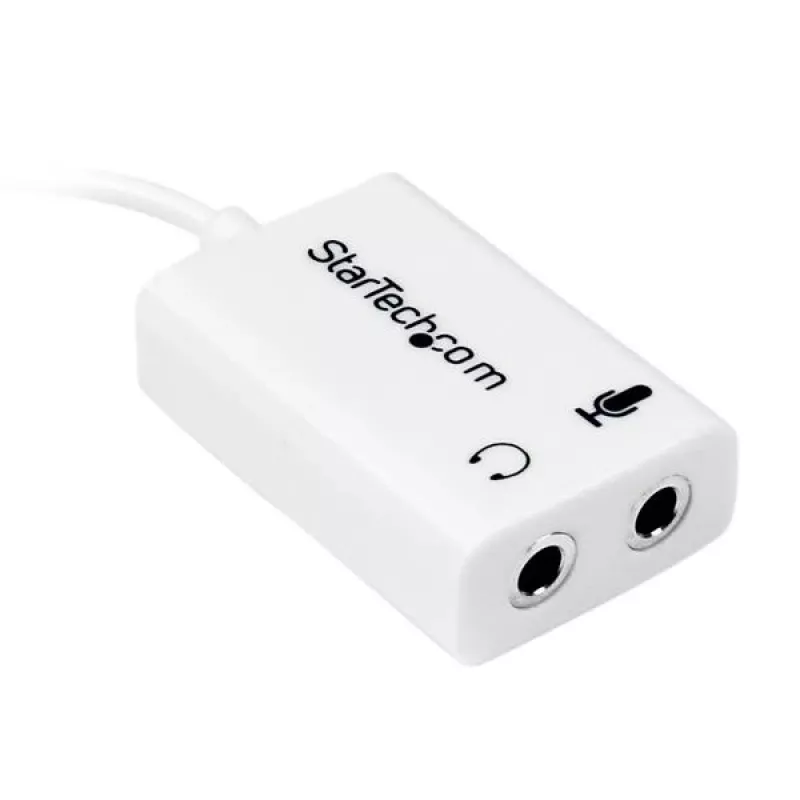 Adaptador de headset branco StarTech.com para headsets com fichas separadas de auscultador/microfone – 3,5 mm 4 polos para 2x 3 polos 3,5 mm M/F