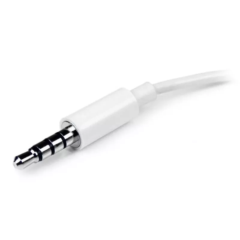 Adaptador de headset branco StarTech.com para headsets com fichas separadas de auscultador/microfone – 3,5 mm 4 polos para 2x 3 polos 3,5 mm M/F