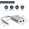 Adaptador de headset branco StarTech.com para headsets com fichas separadas de auscultador/microfone – 3,5 mm 4 polos para 2x 3 polos 3,5 mm M/F
