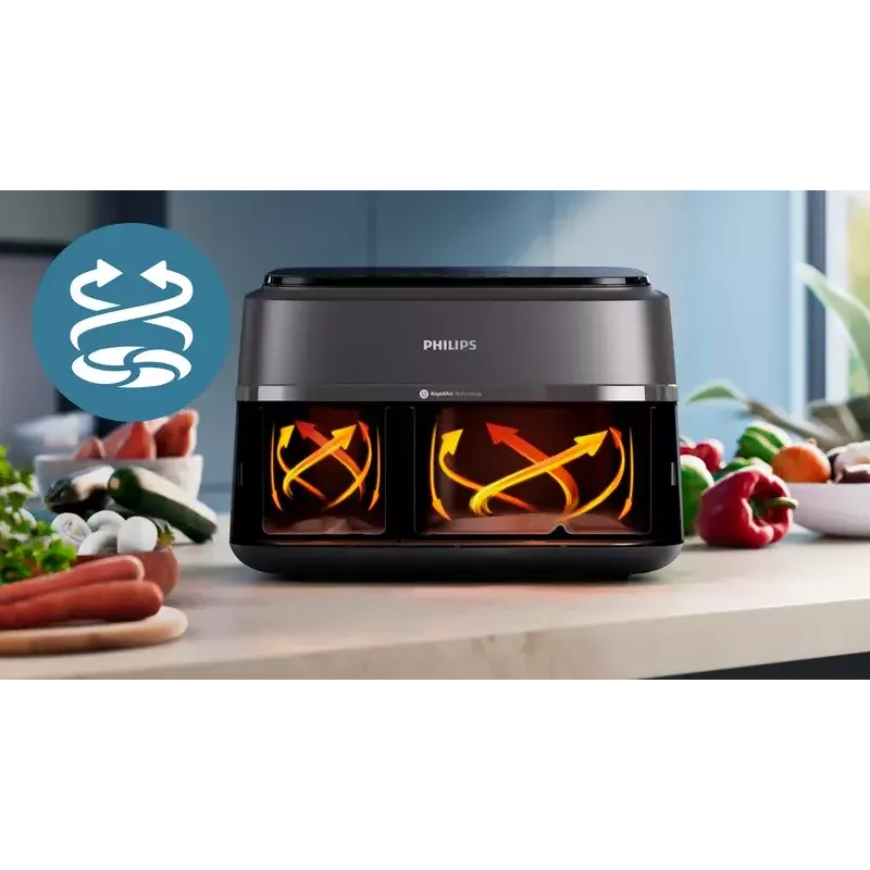 Fritadeira de ar quente Philips Série 3000 NA352/04 9L 2750W cesto duplo