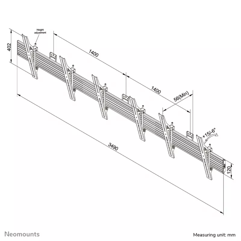Suporte de parede para menu Neomounts NMPRO-WMB3 32-55 polegadas - inclinável