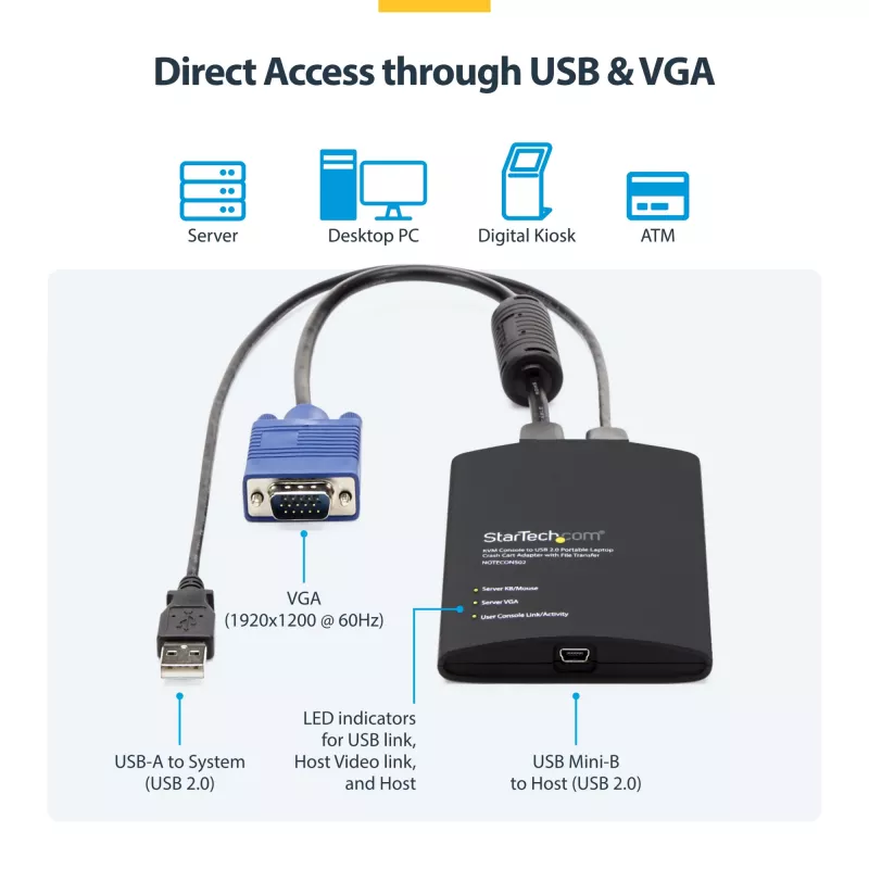 Adaptador USB Crash Cart StarTech.com com transferência de ficheiros e captura de vídeo