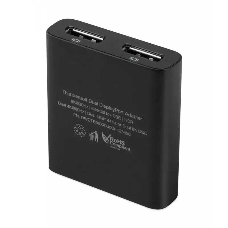OWC OWCTB3ADP2DPT adaptador de Thunderbolt 3 para DisplayPort duplo, preto