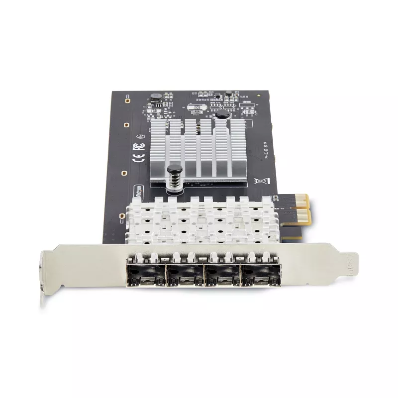 Placa de rede StarTech.com 4 portas GbE SFP, PCIe 2.0 x2 (compatível com x4, x8, x16), controlador Intel I350-AM4 4x 1GbE, 1000BASE cobre/fibra, NIC Gigabit Ethernet de quatro portas desktop/servidor - Windows e Linux