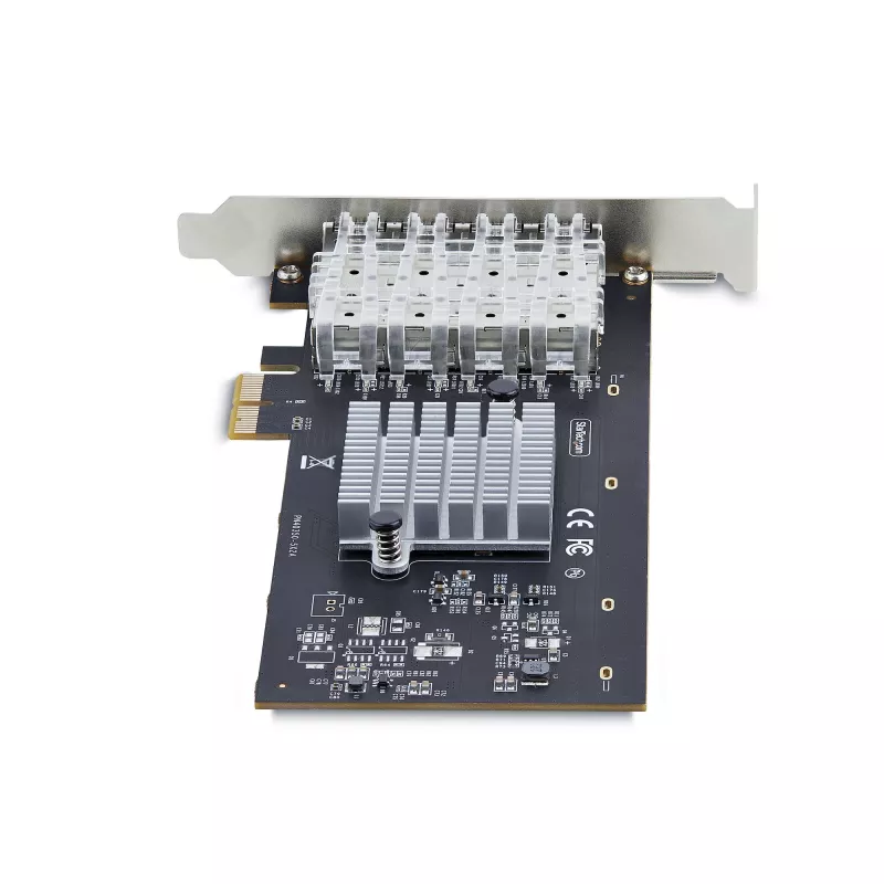 Placa de rede StarTech.com 4 portas GbE SFP, PCIe 2.0 x2 (compatível com x4, x8, x16), controlador Intel I350-AM4 4x 1GbE, 1000BASE cobre/fibra, NIC Gigabit Ethernet de quatro portas desktop/servidor - Windows e Linux