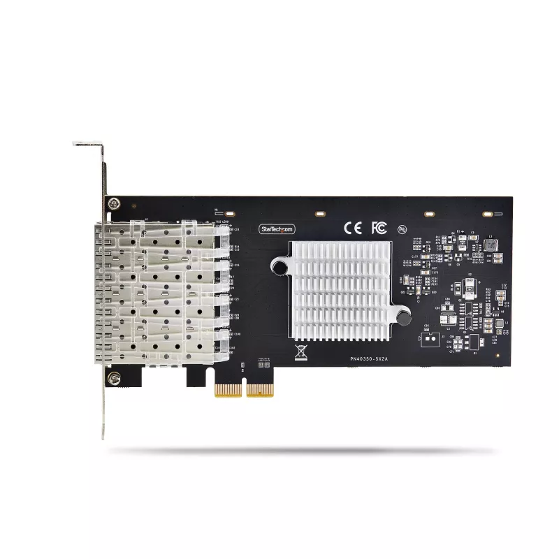 Placa de rede StarTech.com 4 portas GbE SFP, PCIe 2.0 x2 (compatível com x4, x8, x16), controlador Intel I350-AM4 4x 1GbE, 1000BASE cobre/fibra, NIC Gigabit Ethernet de quatro portas desktop/servidor - Windows e Linux