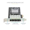 Placa de rede StarTech.com 4 portas GbE SFP, PCIe 2.0 x2 (compatível com x4, x8, x16), controlador Intel I350-AM4 4x 1GbE, 1000BASE cobre/fibra, NIC Gigabit Ethernet de quatro portas desktop/servidor - Windows e Linux