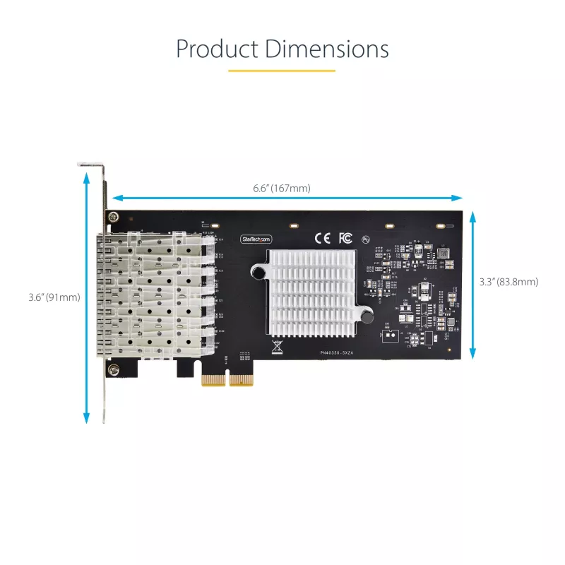 Placa de rede StarTech.com 4 portas GbE SFP, PCIe 2.0 x2 (compatível com x4, x8, x16), controlador Intel I350-AM4 4x 1GbE, 1000BASE cobre/fibra, NIC Gigabit Ethernet de quatro portas desktop/servidor - Windows e Linux