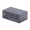 StarTech.com Comutador KVM DisplayPort para 2 monitores, 4K 60Hz, 2 portas hub USB 5Gbps, 2 portas USB 2.0 HID, comutação por tecla de atalho e botão, compatível com TAA – proteção ESD nível 3