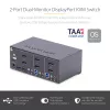StarTech.com Comutador KVM DisplayPort para 2 monitores, 4K 60Hz, 2 portas hub USB 5Gbps, 2 portas USB 2.0 HID, comutação por tecla de atalho e botão, compatível com TAA – proteção ESD nível 3