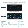 StarTech.com Comutador KVM DisplayPort para 2 monitores, 4K 60Hz, 2 portas hub USB 5Gbps, 2 portas USB 2.0 HID, comutação por tecla de atalho e botão, compatível com TAA – proteção ESD nível 3