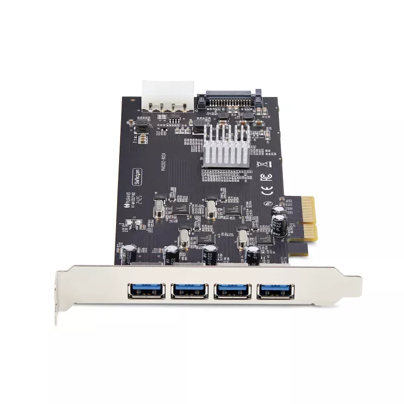 StarTech.com Placa PCIe USB de 4 portas, USB 3.2 5 Gbit/s, placa de expansão PCI Express com 4 controladores USB independentes, 4 portas USB-A, Windows/macOS/Linux