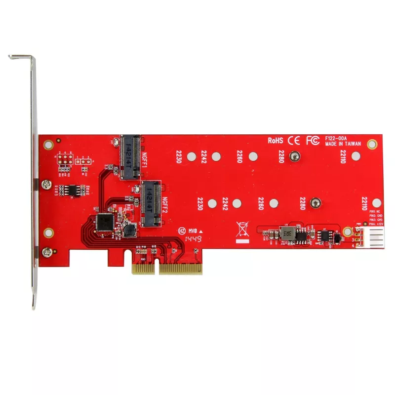 StarTech.com placa controladora 2x M.2 SATA SSD – PCIe, PCIe, M.2, Full-Height / Low-Profile, PCI 2.0, vermelho, CE, FCC, TAA