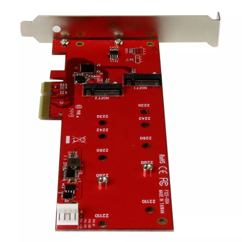 StarTech.com placa controladora 2x M.2 SATA SSD – PCIe, PCIe, M.2, Full-Height / Low-Profile, PCI 2.0, vermelho, CE, FCC, TAA