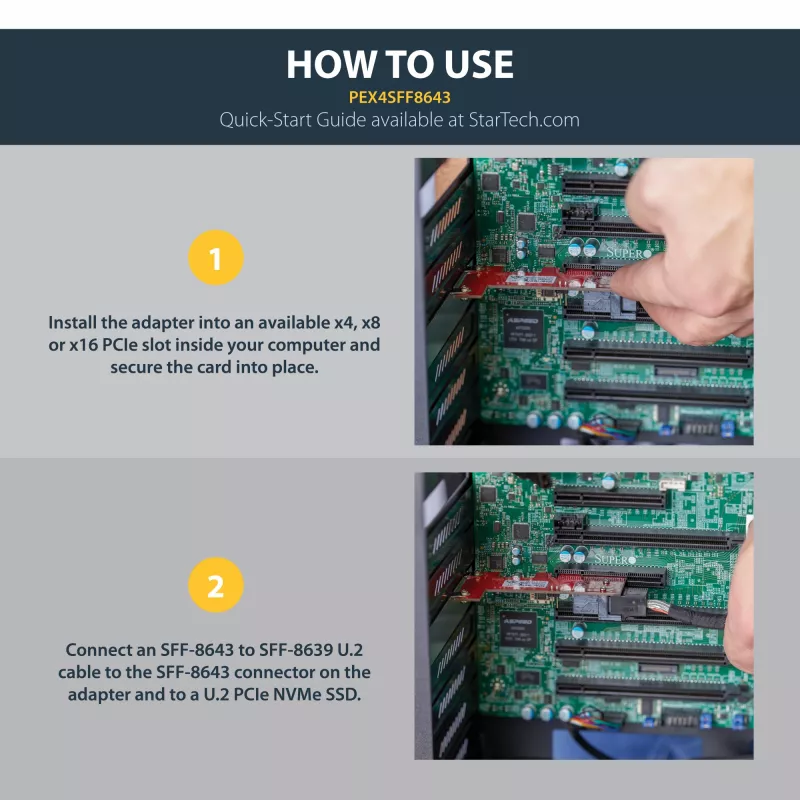 StarTech.com adaptador x4 PCI Express para SFF-8643 para SSD PCIe NVMe U.2