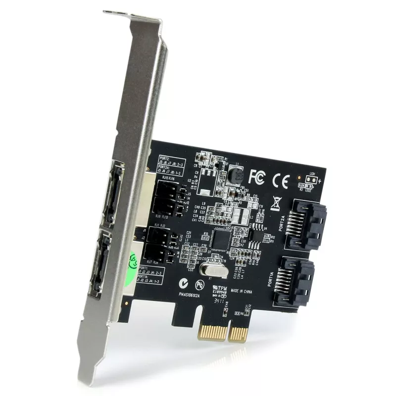 StarTech.com placa controladora SATA 6 Gbit/s eSATA PCI Express de 2 portas – placa PCIe SATA III de porta dupla – 2 Int/2 Ext