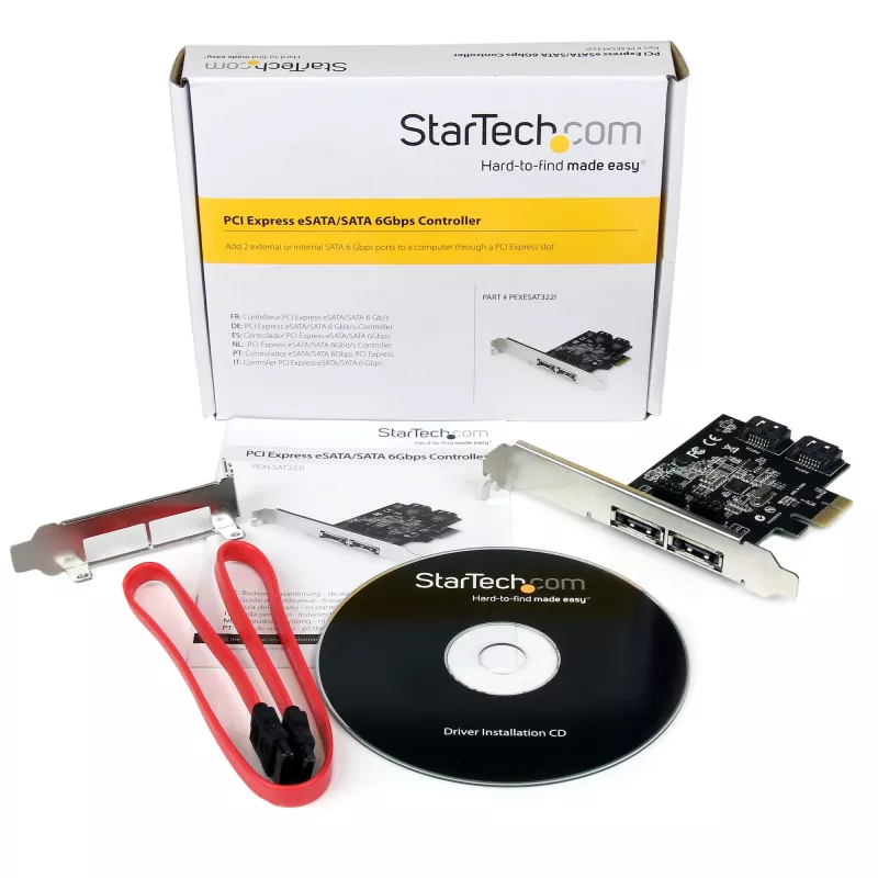StarTech.com placa controladora SATA 6 Gbit/s eSATA PCI Express de 2 portas – placa PCIe SATA III de porta dupla – 2 Int/2 Ext