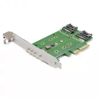 StarTech.com placa adaptadora M.2 SSD (NGFF) de 3 portas – 1 x PCIe (NVMe) M.2, 2 x SATA III M.2 – PCIe 3.0