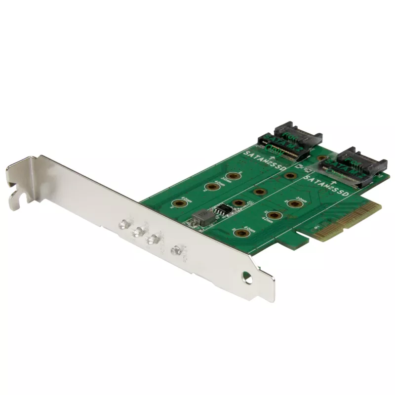 StarTech.com placa adaptadora M.2 SSD (NGFF) de 3 portas – 1 x PCIe (NVMe) M.2, 2 x SATA III M.2 – PCIe 3.0