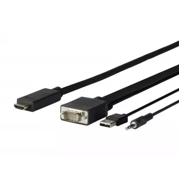 Adaptador de cabo de vídeo Vivolink PROVGAHDMI1 1 m HDMI VGA (D-Sub) + 3,5 mm + USB Type-A preto