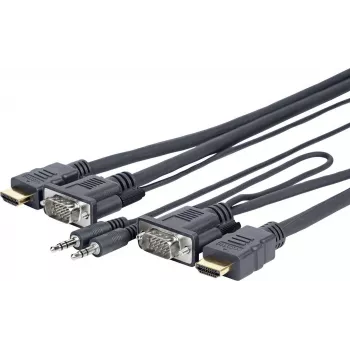 Adaptador de cabo de vídeo Vivolink PROVGAHDMIFLY3 3 m VGA (D-Sub) + 3,5 mm HDMI Type-A (Standard) preto