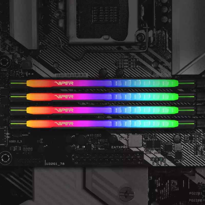 Memória DDR4 para desktop PATRIOT Viper Steel RGB 16 GB (2x8 GB) 3600 MHz 288-Pin DIMM 1,35 V