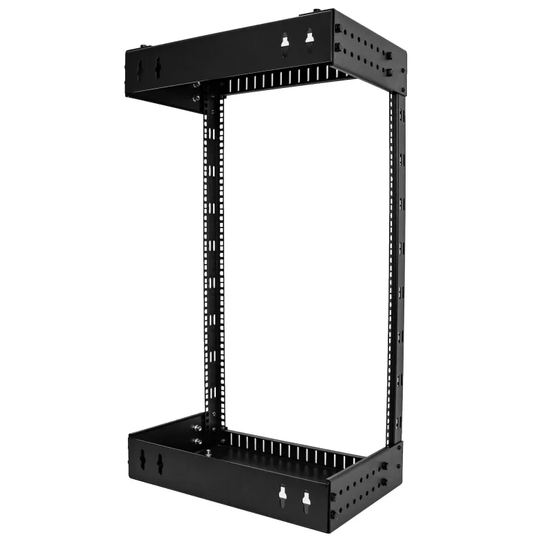 StarTech.com rack de rede de parede 18U 19 polegadas – profundidade ajustável 12-20 polegadas 2 postes open frame rack para sala de servidores para AV/dados/IT/comunicação/equipamentos informáticos/switch com porcas gaiola e parafusos