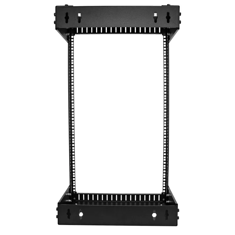 StarTech.com rack de rede de parede 18U 19 polegadas – profundidade ajustável 12-20 polegadas 2 postes open frame rack para sala de servidores para AV/dados/IT/comunicação/equipamentos informáticos/switch com porcas gaiola e parafusos