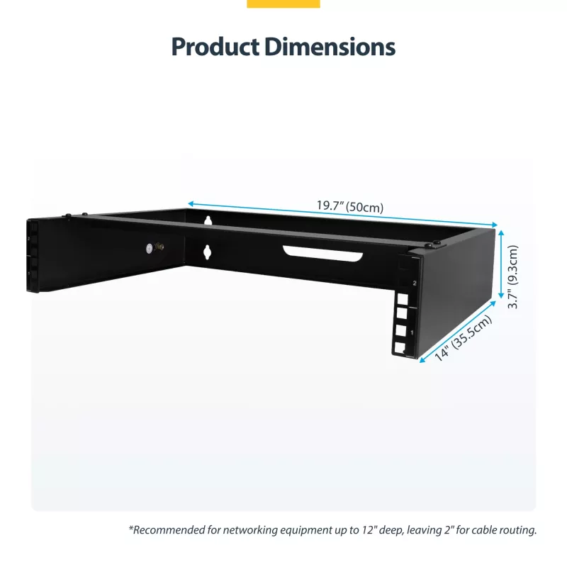 StarTech.com armário de rede de parede 2U – 14 polegadas de profundidade (perfil baixo) – suporte para patch panel 19 polegadas para servidores planos, equipamentos de IT, switches de rede – capacidade de carga 35 kg, preto
