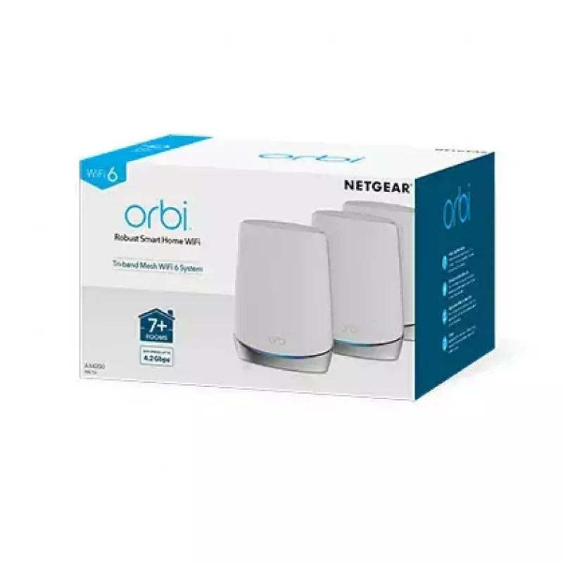 NETGEAR Orbi RBK753 AX4200 WiFi 6 sistema Mesh tribanda (router + 2 extensores), 2,4 GHz / 5 GHz / 5 GHz, branco