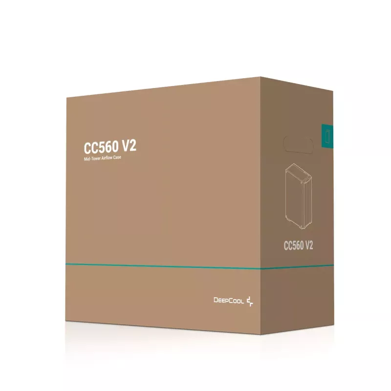 Caixa de PC DeepCool CC560 V2 Midi Tower preto — ATX/microATX, vidro temperado, RGB frontal, radiador frontal 360mm, GPU 370mm
