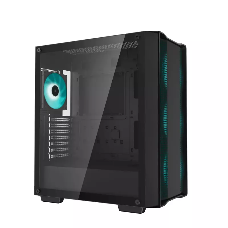Caixa de PC DeepCool CC560 V2 Midi Tower preto — ATX/microATX, vidro temperado, RGB frontal, radiador frontal 360mm, GPU 370mm
