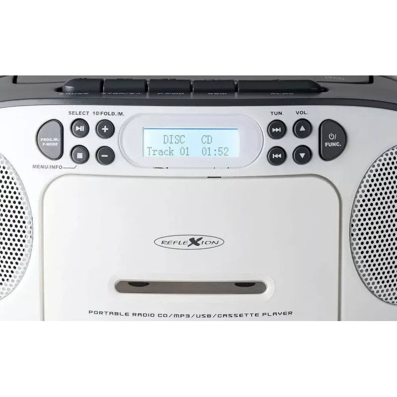Rádio portátil Reflexion RCR2260DAB branco/cinzento com sintonizador DAB+/FM e leitor de CD