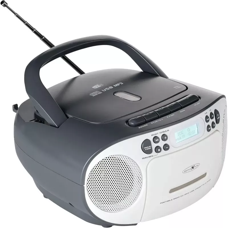 Rádio portátil Reflexion RCR2260DAB branco/cinzento com sintonizador DAB+/FM e leitor de CD
