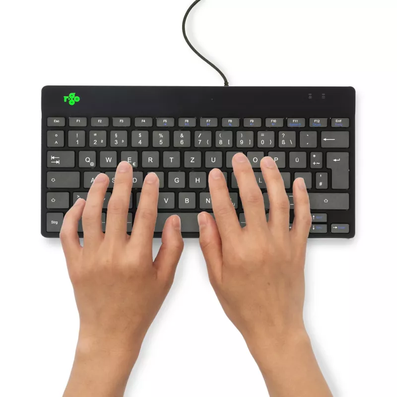 Teclado ergonómico R-Go Tools R-Go Compact Break, teclado compacto com software de pausas, QWERTZ (DE), com fios, preto