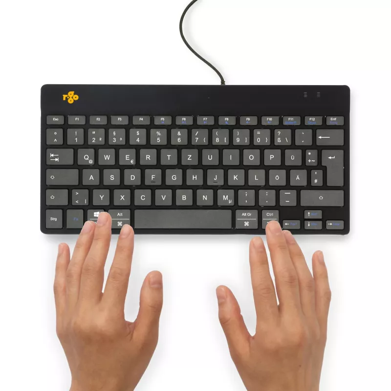 Teclado ergonómico R-Go Tools R-Go Compact Break, teclado compacto com software de pausas, QWERTZ (DE), com fios, preto