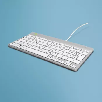 Teclado ergonómico R-Go Tools R-Go Compact Break, teclado compacto com software de pausas, QWERTZ (DE), com fios, branco