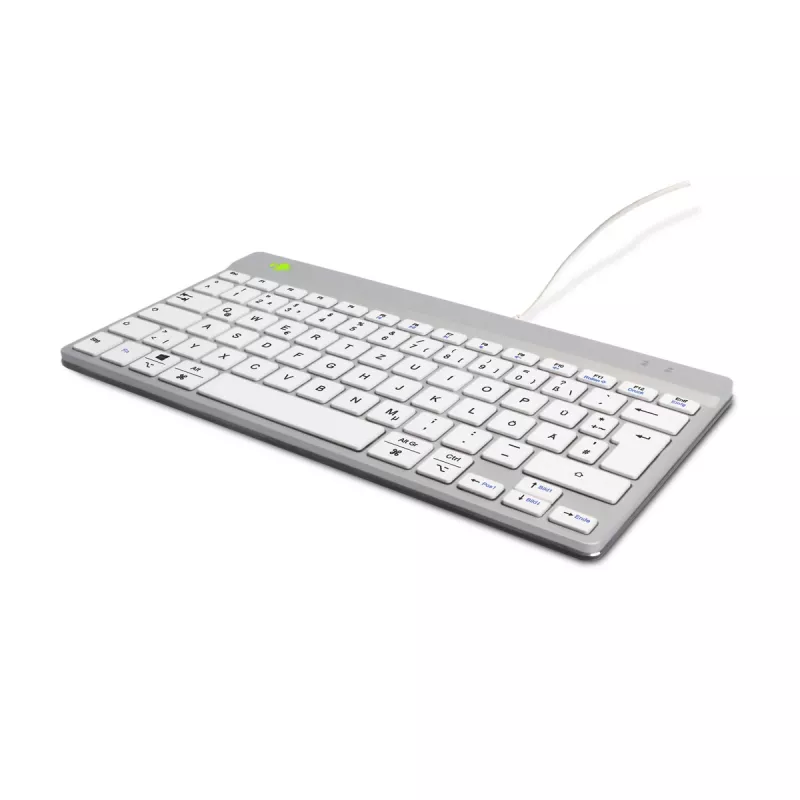 Teclado ergonómico R-Go Tools R-Go Compact Break, teclado compacto com software de pausas, QWERTZ (DE), com fios, branco