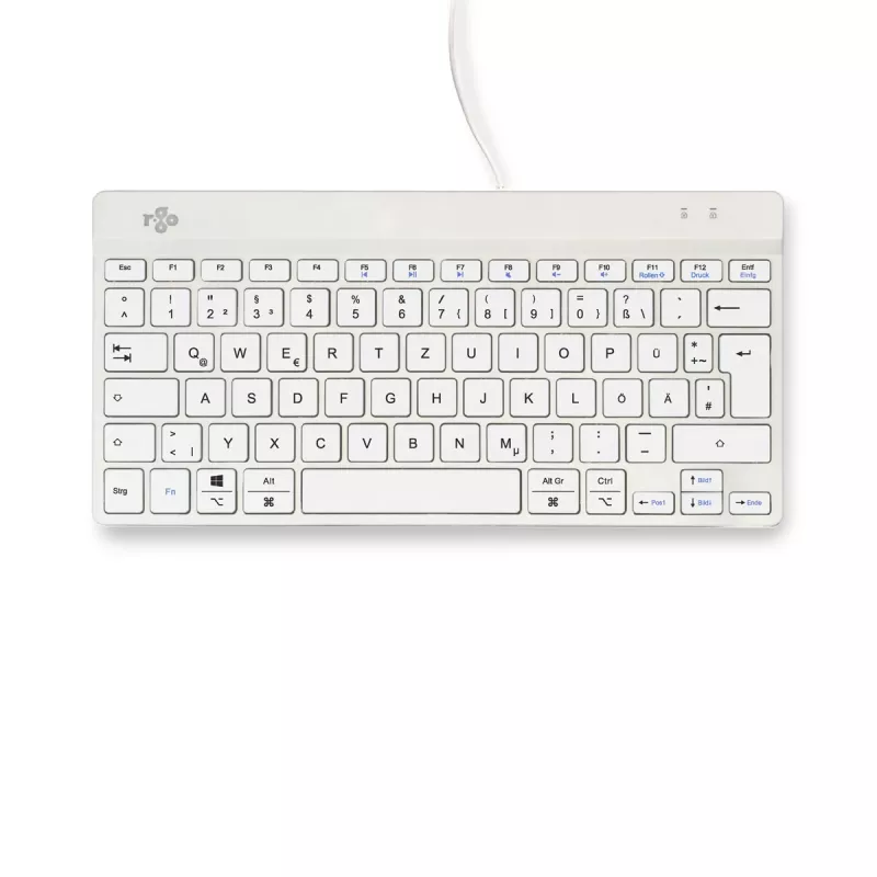 Teclado ergonómico R-Go Tools R-Go Compact Break, teclado compacto com software de pausas, QWERTZ (DE), com fios, branco