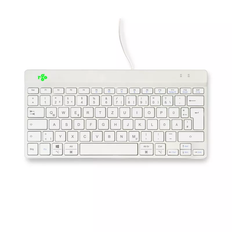 Teclado ergonómico R-Go Tools R-Go Compact Break, teclado compacto com software de pausas, QWERTZ (DE), com fios, branco