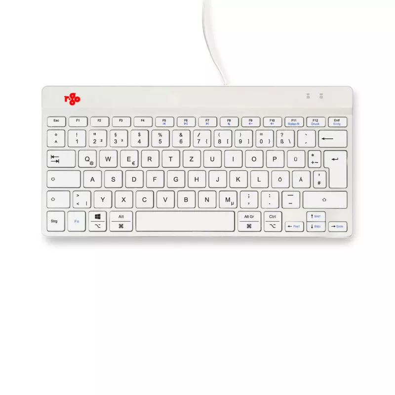 Teclado ergonómico R-Go Tools R-Go Compact Break, teclado compacto com software de pausas, QWERTZ (DE), com fios, branco